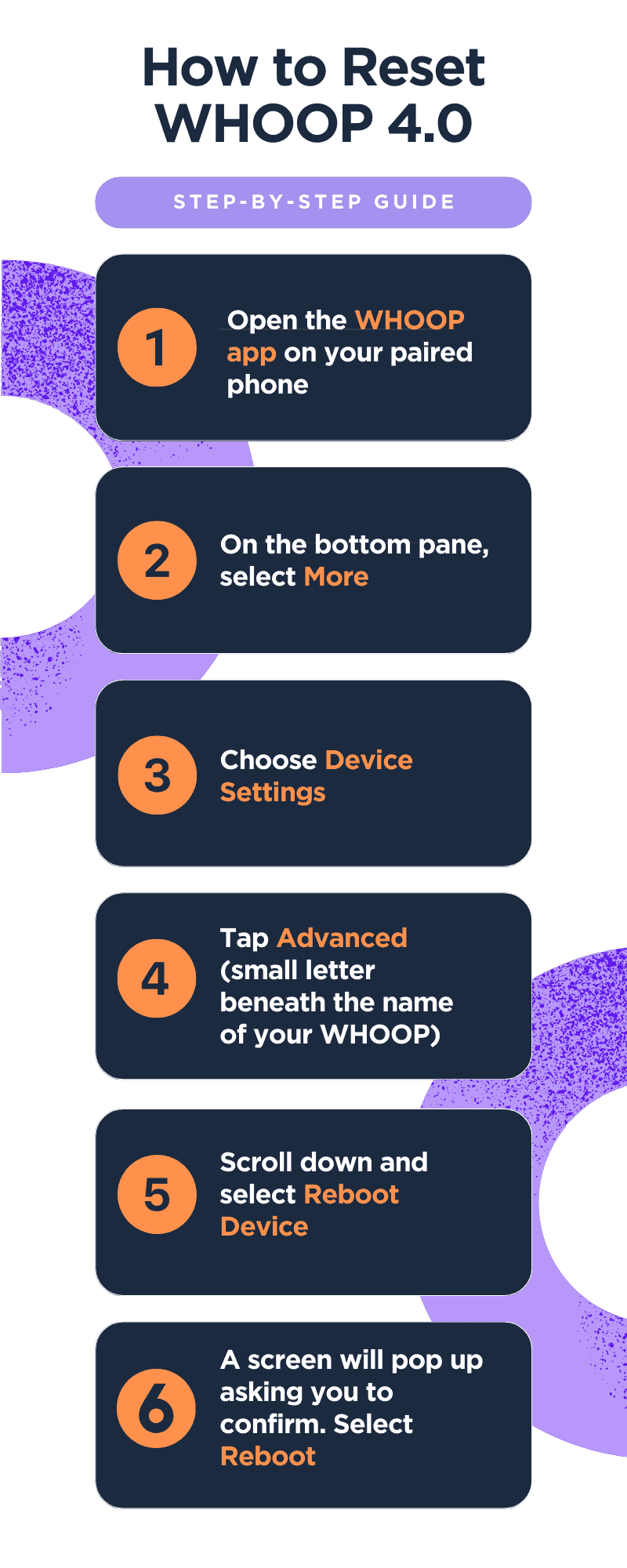 steps to reboot WHOOP 4.0
